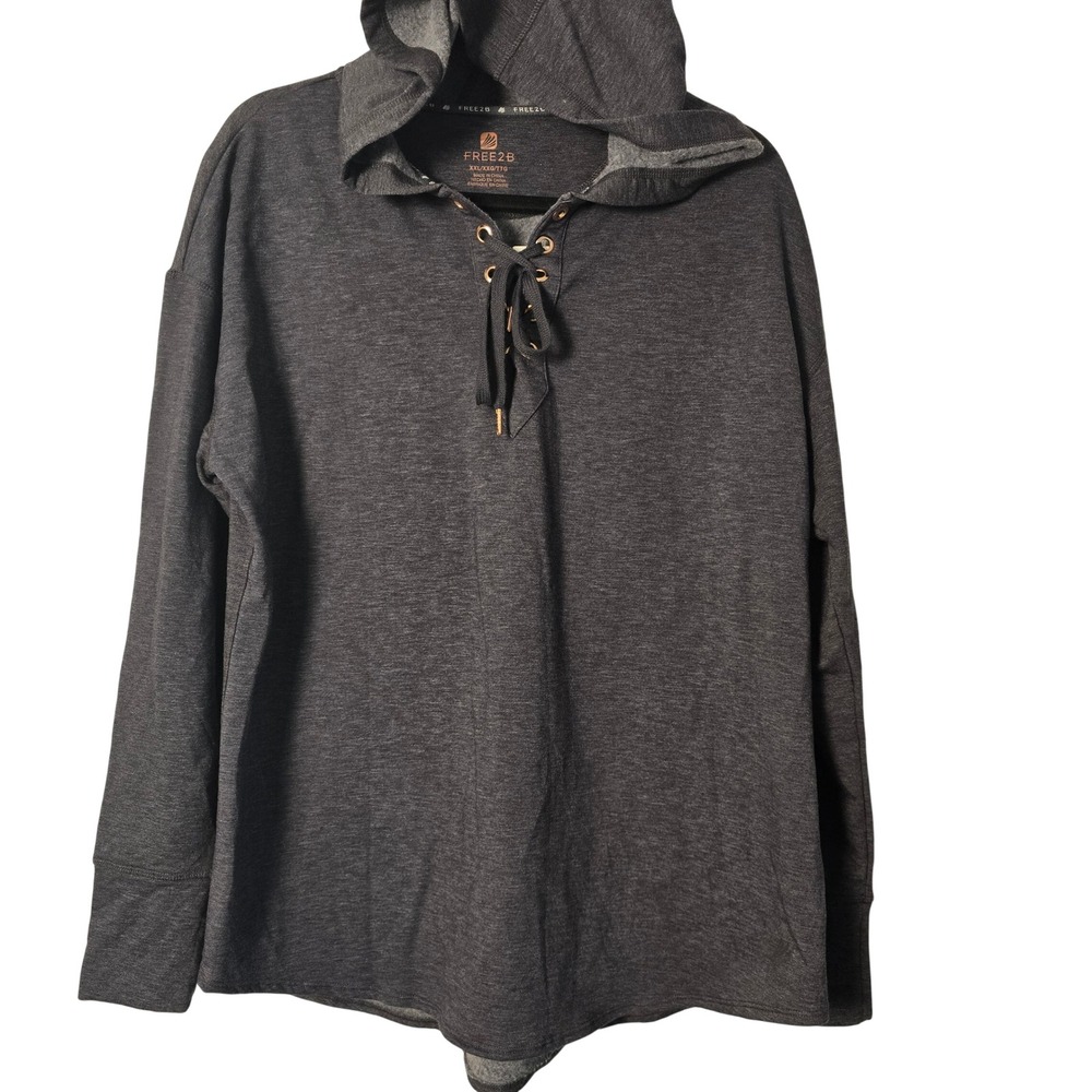 🆕️ FREE2B Luxe Lace Up Hoodie Charcoal Heather XXL XXG TTG Athletic Athleisure